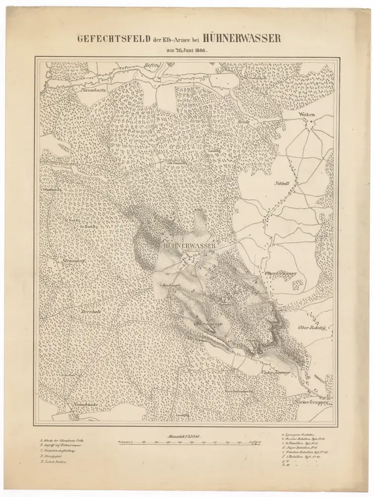 Gefechtsfeld der Elb-Armee bei Hühnerwasser am 26. Juni 1866