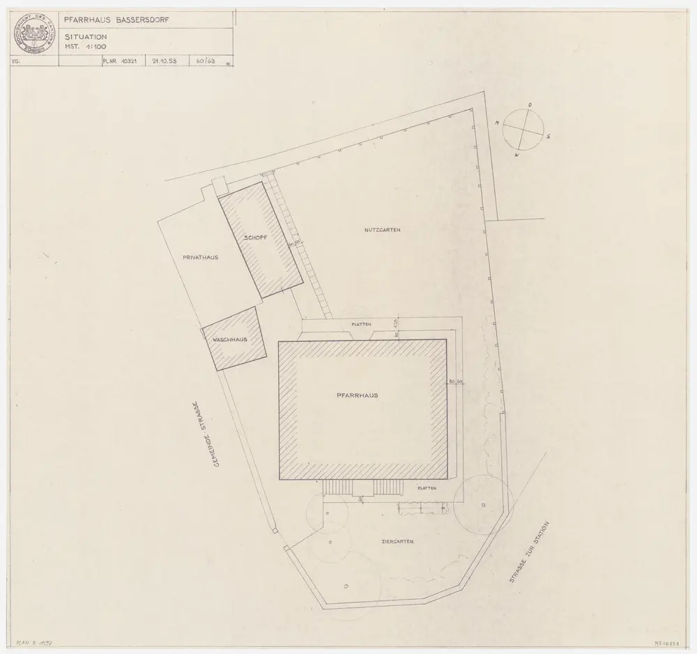 Bassersdorf: Pfarrhaus und Umgebung; Grundriss