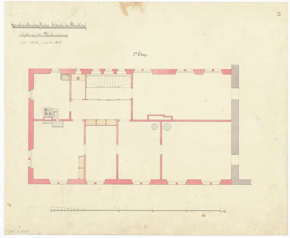 Landwirtschaftliche Schule Strickhof: Direktorenwohnung, Aufbau, 2. Stock; Grundriss (Nr. 19)