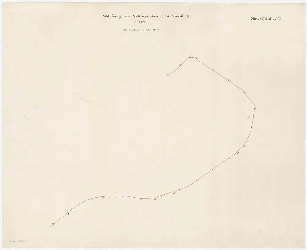 Flaach: Thur von Boden bis Werdhölzli, Hochwasserdamm: Blatt VI: Absteckung des Hochwasserdamms; Situationsplan (Thur-Gebiet Nr. 3)