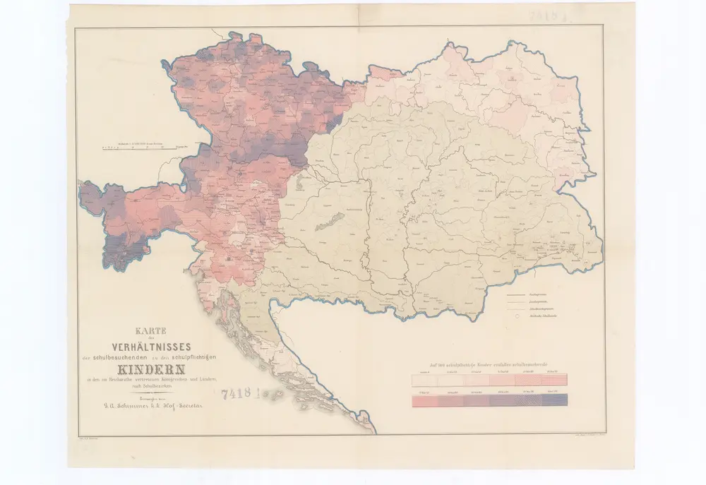 Karte des Verhältnisses der schulbesuchenden zu den schulpflichtigen Kinder