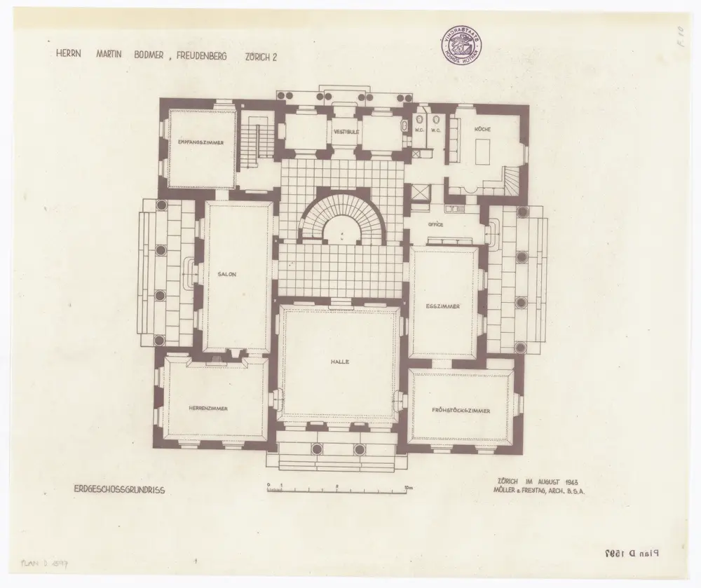 Freudenberg, Villa von Martin Bodmer: Erdgeschoss; Grundriss