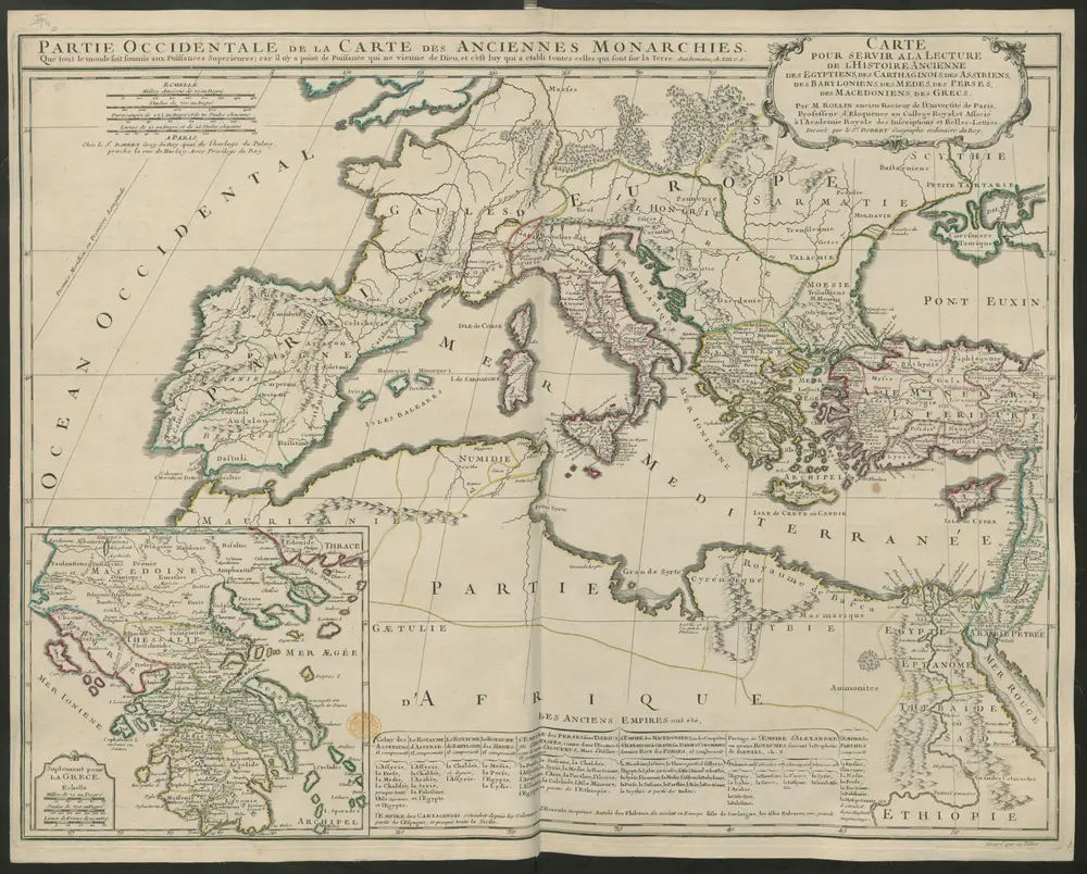 CARTE POUR SERVIR A LA LECTURE DE L'HISTOIRE ANCIENNE DES EGYPTIENS, DES CARTHAGINOIS, DES ASSYRIENS, DES BABYLONIENS, DES MEDES, DES PERSES, DES MACEDONIENS, DES GRECS