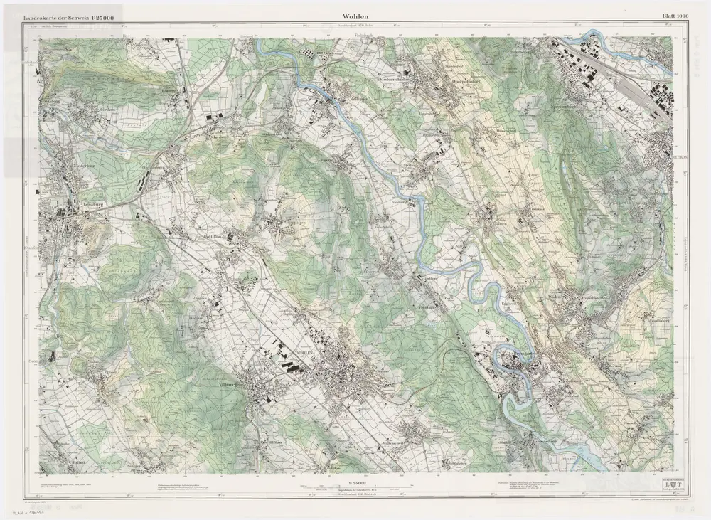 Landeskarte der Schweiz 1 : 25000: Den Kanton Zürich betreffende Blätter: Blatt 1090: Wohlen AG