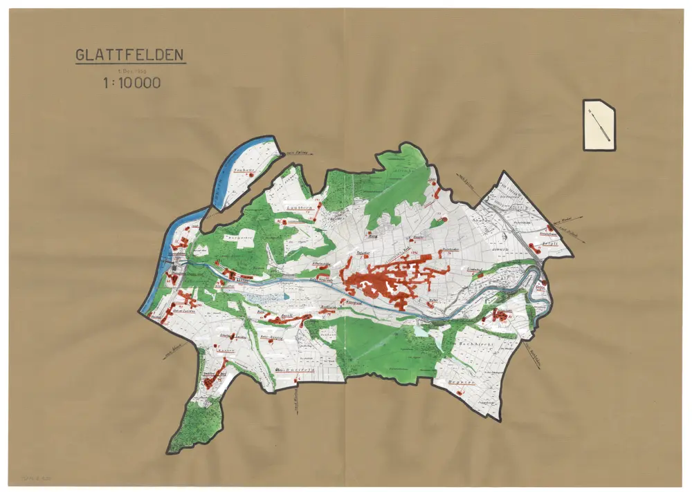 Glattfelden: Definition der Siedlungen für die eidgenössische Volkszählung am 01.12.1950; Siedlungskarte