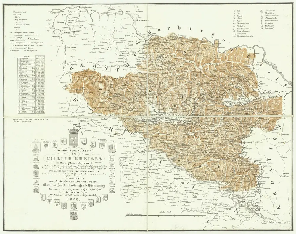 Neueste special Karte des Cillier Kreises im Herzogthume Steyermark