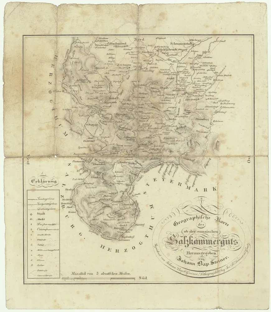 Geographische Karte des Salzkammerguts