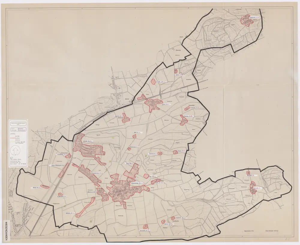 Wiesendangen: Definition der Siedlungen für die eidgenössische Volkszählung am 01.12.1970; Siedlungskarte