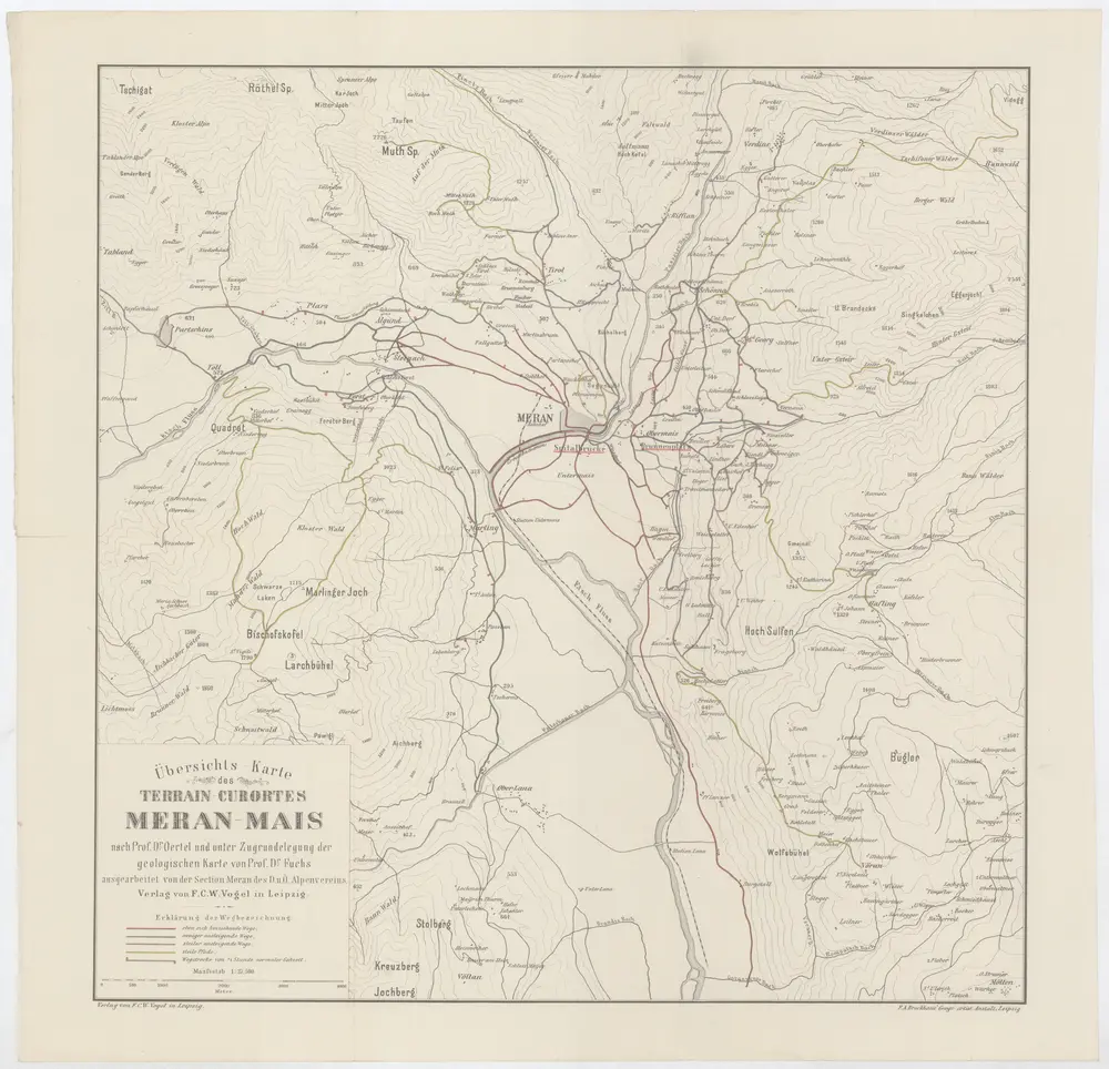 Übersichts- Karte Terrain-Curortes Meran-Mais