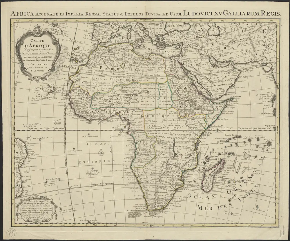 Carte d'Afrique, dressée pour l'usage du Roy