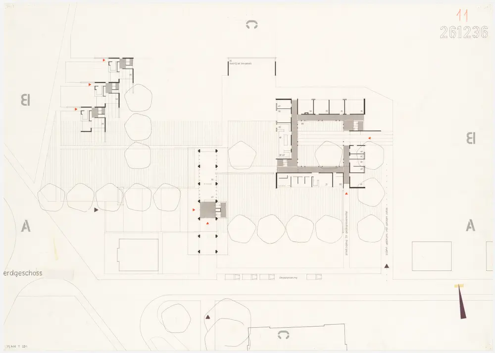 Winterthur: Bezirksgebäude mit Gebäude der Bezirksanwaltschaft und der Kantonspolizei, Gefängnis und Polizistenwohnungen; Projekt 261236; Erdgeschoss; Grundriss