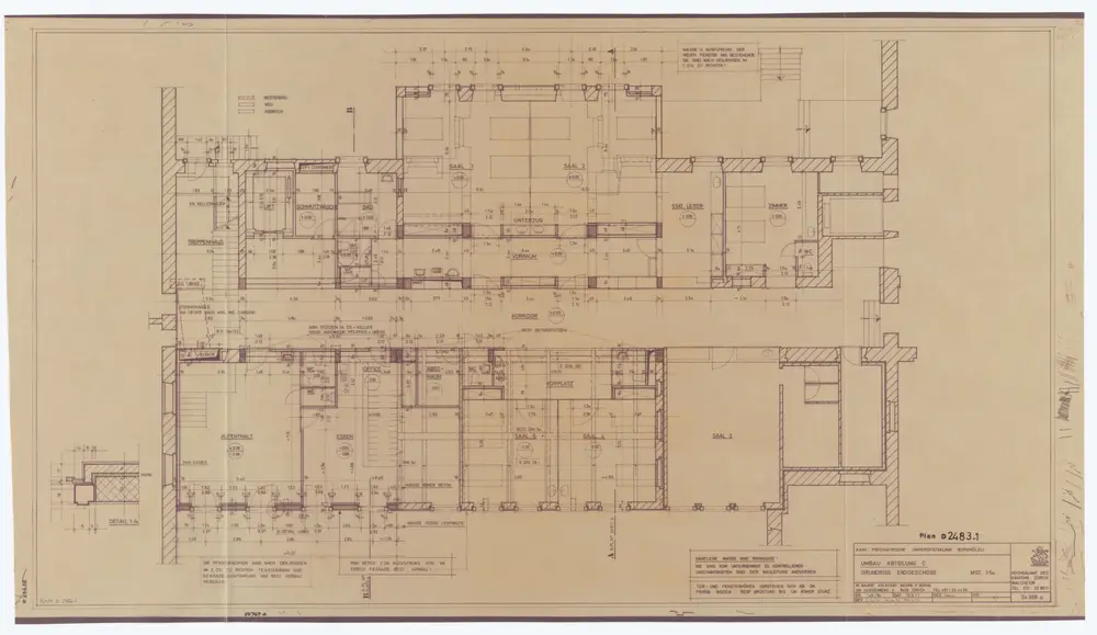 Psychiatrische Universitätsklinik Burghölzli: Umbau der Abteilung C; Grundrisse: Erdgeschoss; Grundriss