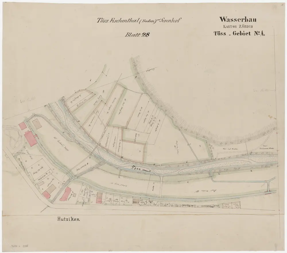 Wildberg, Turbenthal: Töss von Hutzikon bis zur Brücke bei Friedthal; Situationsplan (Töss-Gebiet Nr. 1, Blatt 28)