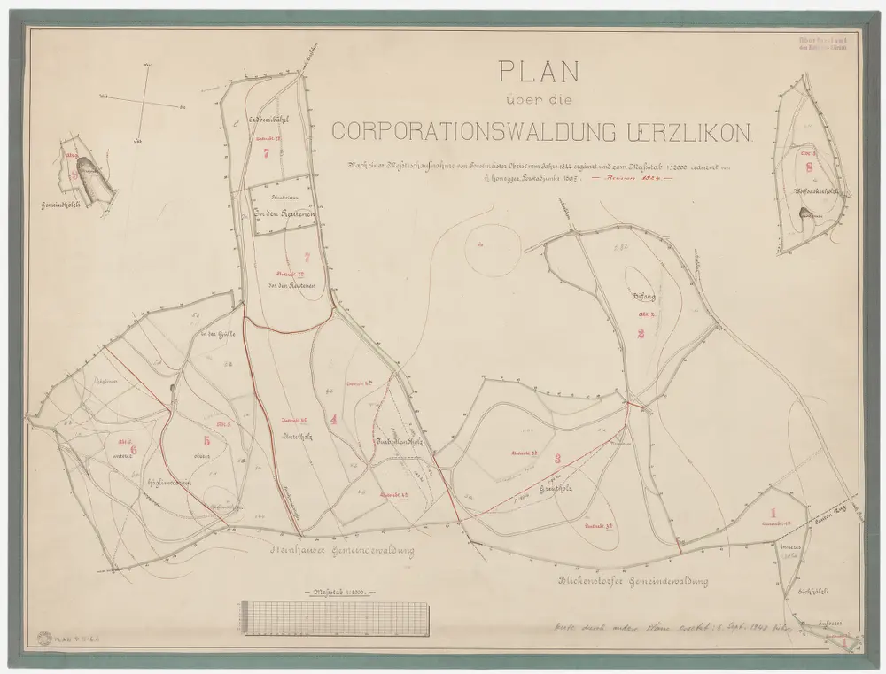 Kappel am Albis: Lehen- und Genossenschaftswaldungen Uerzlikon: Genossenschaftswaldungen Häglimoosrain, Unterholz, Turbenlandholz, Grütholz (Greutholz), Bifang, Eichhölzli, Gemeindhölzli, Wolfacherhölzli, Turpenland, Rüti (Reuten); Grundrisse