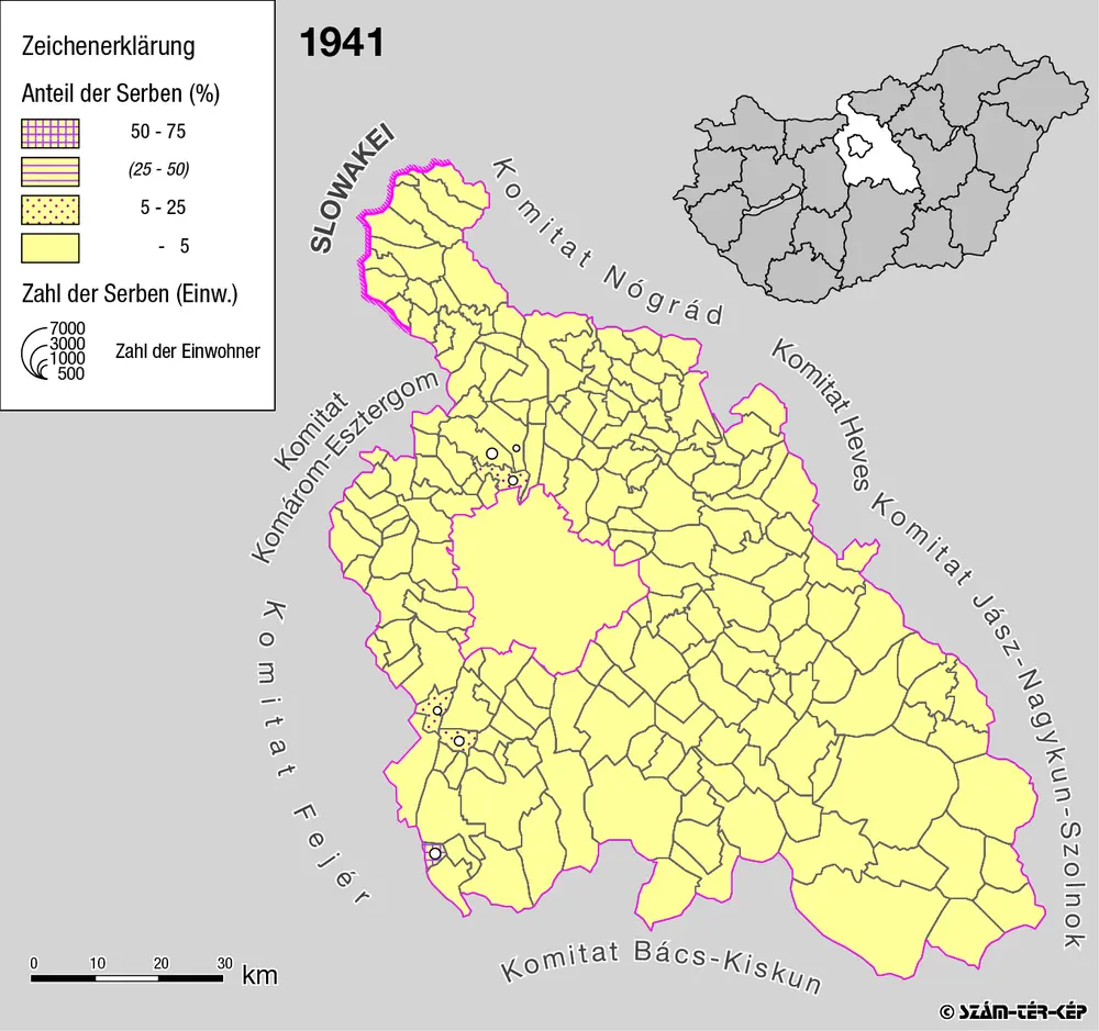 Serben im Komitat Pest 1941