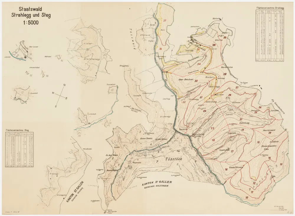 Fischenthal, Goldingen SG: Waldungen: Fischenthal: Staatswaldungen Stralegg (Strahlegg), Steg; Grundriss