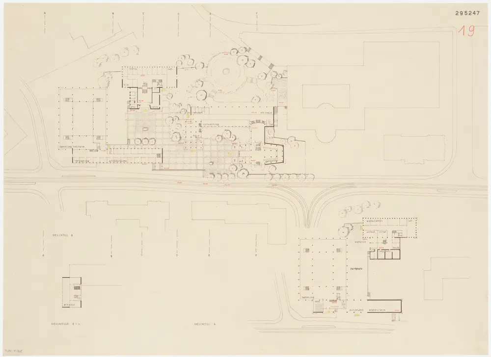 Zürich: Physikgebäude der Universität; Projekt 295247; Untergeschoss, Erdgeschoss und Obergeschosse; Grundrisse