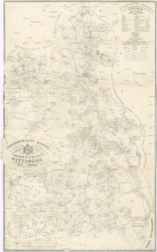 Administrativ Karte der Hochfürstlich Schwarzenberg´schen Herrschaft Wittingau…