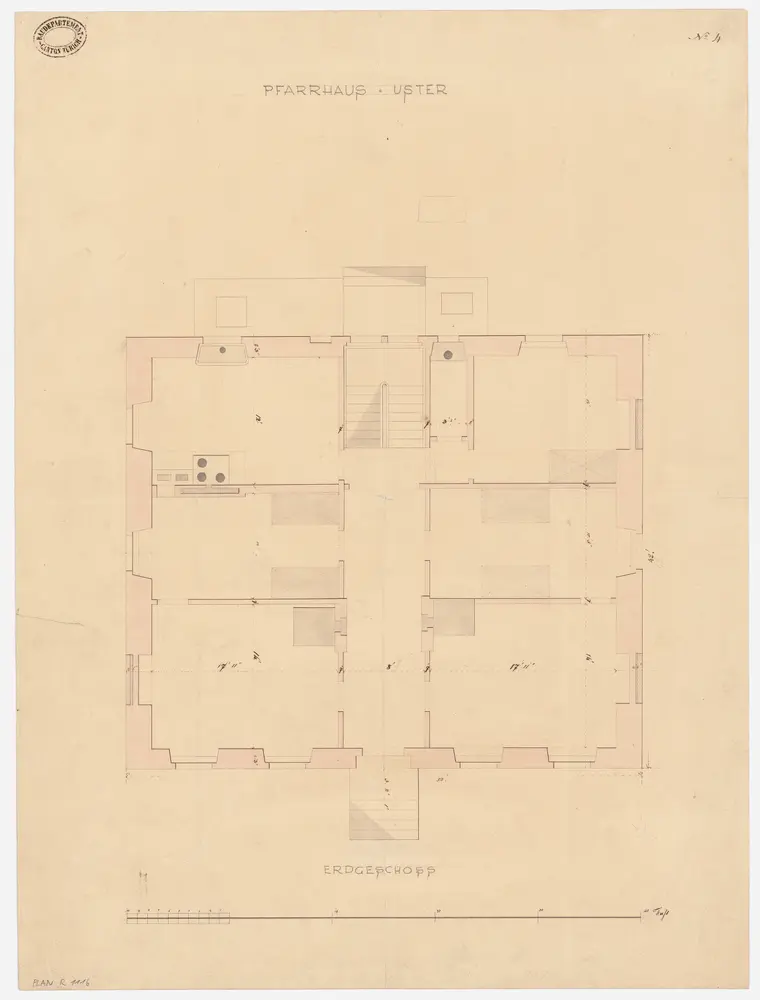 Uster: Pfarrhaus, Erdgeschoss; Grundriss (Nr. 4)