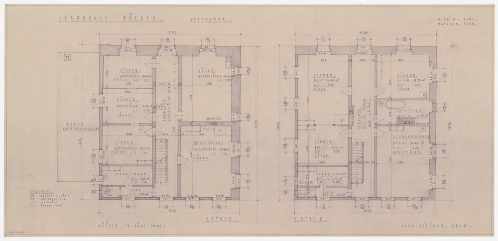 Bülach: Pfarrhaus, 1. und 2. Stock; Grundrisse