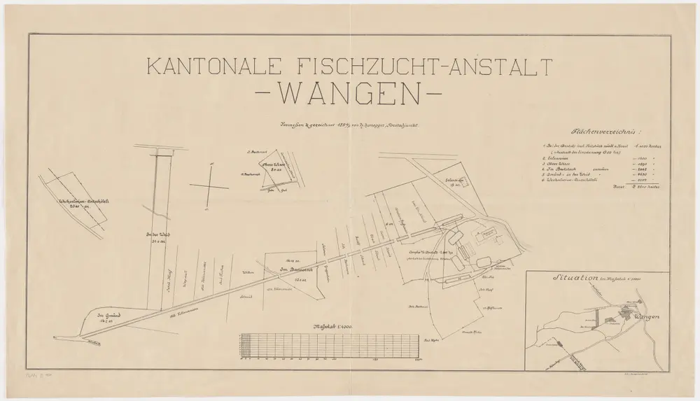 Wangen-Brüttisellen (damals Wangen): Kantonale Fischzuchtanstalt; Grundriss