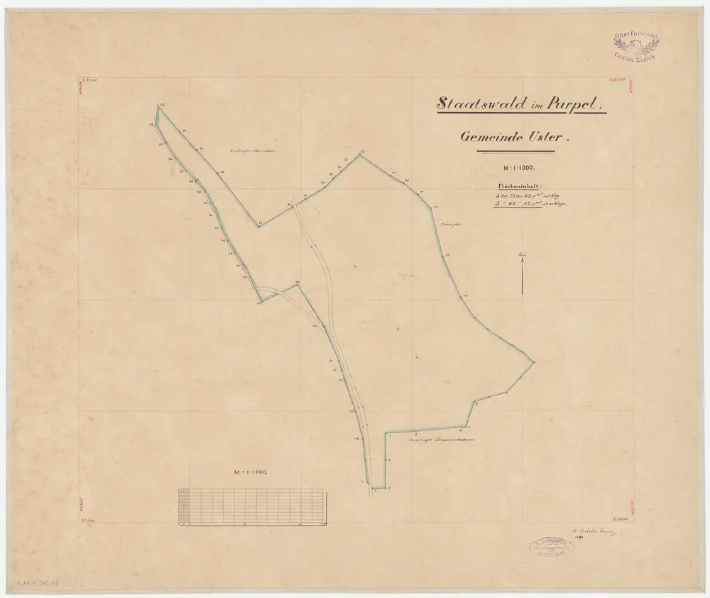 Uster, Seegräben: Staatswaldungen: Uster: Purpel; Grundriss