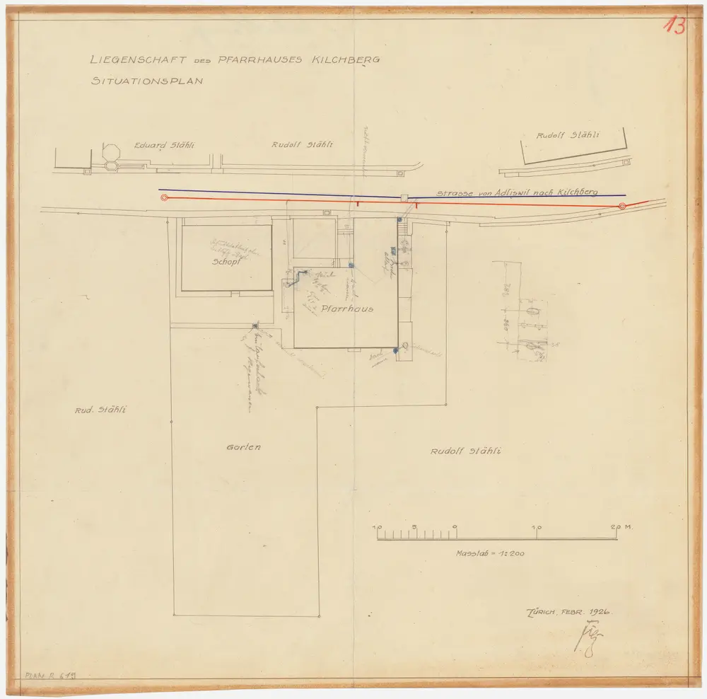 Kilchberg: Pfarrhaus und Umgebung; Grundriss (Nr. 13)