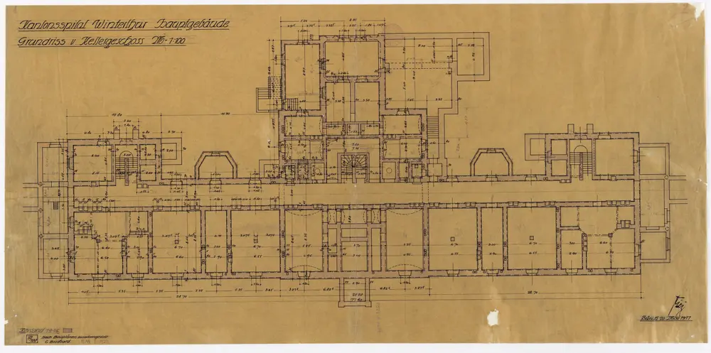 Winterthur: Kantonsspital, Hauptgebäude, Kellergeschoss; Grundriss