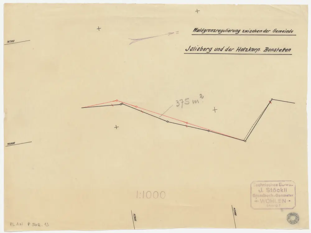 Bonstetten: Genossenschaftswaldung: Bonstetten, Islisberg AG: Waldgrenzregulierung; Grundriss