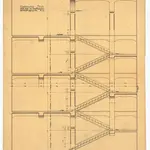 Universität Zürich (Chemisches Institut) und Kantonsschule Zürich, Neubau Rämistrasse 76: Treppenhäuser und Granittreppen: Haupttreppenhaus; Schnitt (Ansicht gegen den Korridor)