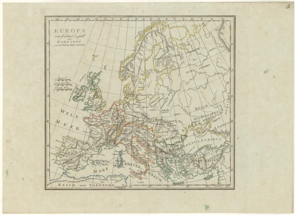 Europa nach dem Einfall der Barbaren gegen das Ende des fünften Jahrhunderts