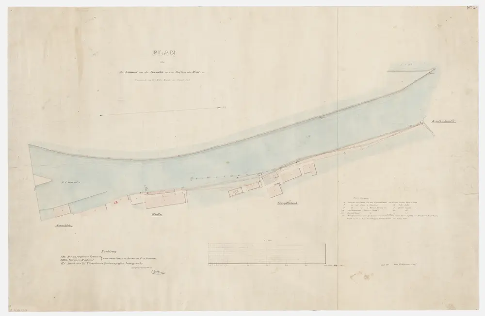 Zürich: Limmat von der Neumühle bis zum Einfluss der Sihl, Wasserrecht von Herrn Zeller-Zundel im Stampfenbach; Grundriss