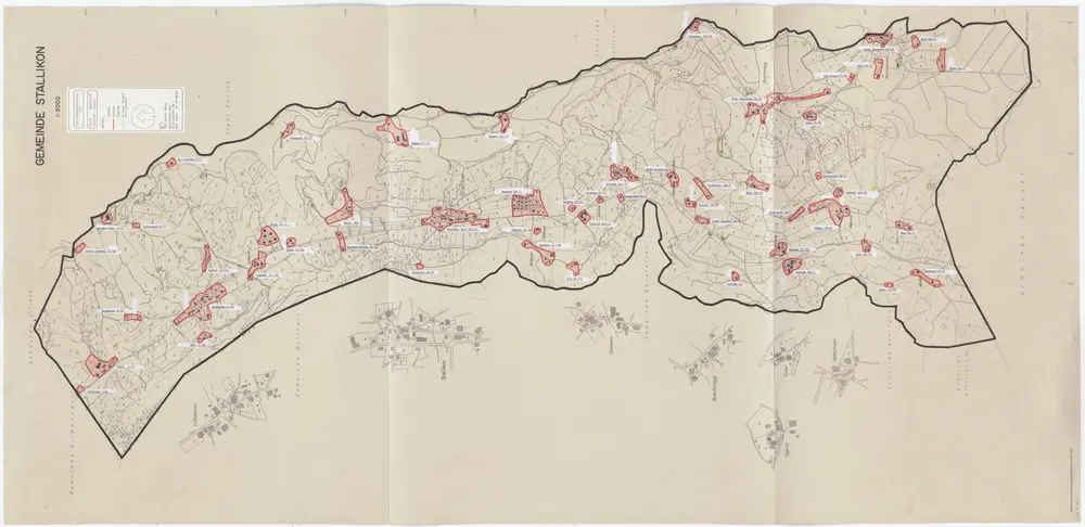 Stallikon: Definition der Siedlungen für die eidgenössische Volkszählung am 01.12.1970; Siedlungskarte