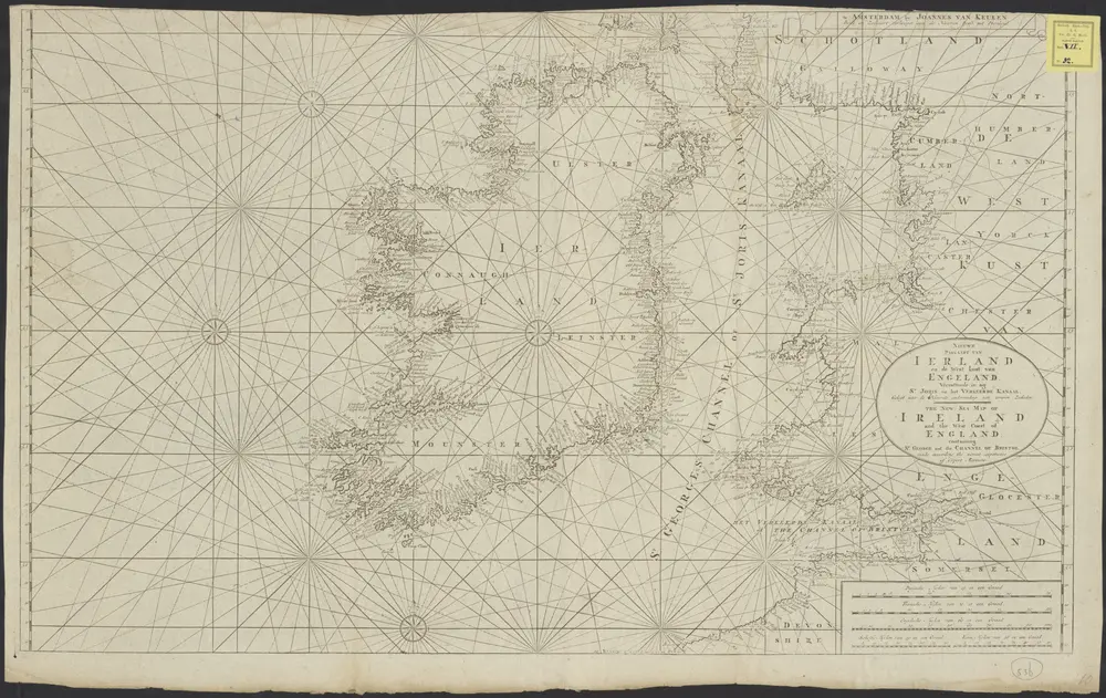 Nieuwe paskaart van Ierland en de west kust van Engeland, vervattende in sig St. Joris en het Verkeerde Kanaal, gelegt naer de nieuwste ondervinding van ervaren zeelieden