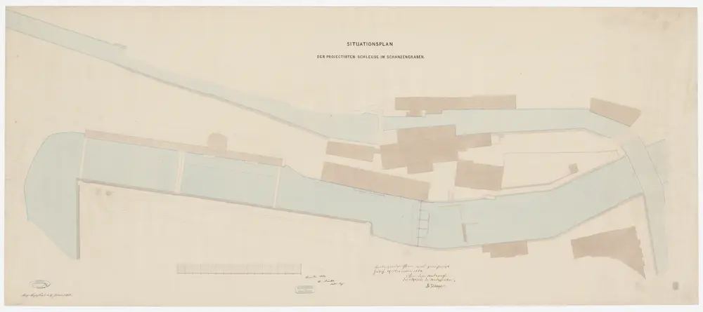 Zürich: Schanzengraben, projektierte Regulierschleuse; Situationsplan