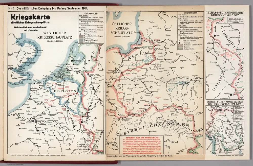 World War I Map (German), Nr. 1. Military Events ... to September 1914.