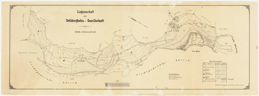 Albisrieden, Stallikon, Uitikon, Zürich: Staatswaldung Üetliberg: Albisrieden, Stallikon, Zürich: Liegenschaft der Üetlibergbahn-Gesellschaft von Mädiker Boden (Medikerboden) über Weidli und Alt Üetliberg bis Uto-Kulm; Grundriss