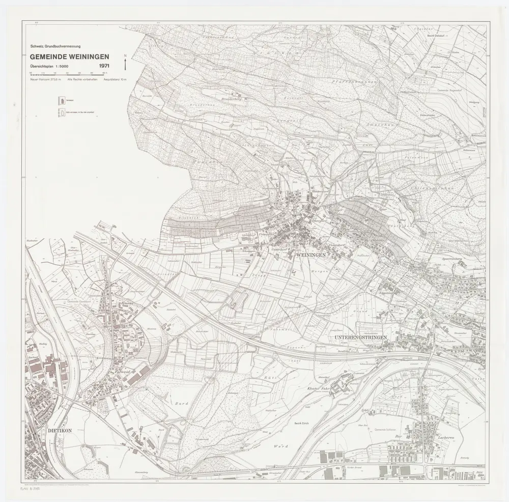 Weiningen: Gemeinde; Übersichtsplan (Schweizerische Grundbuchvermessung)