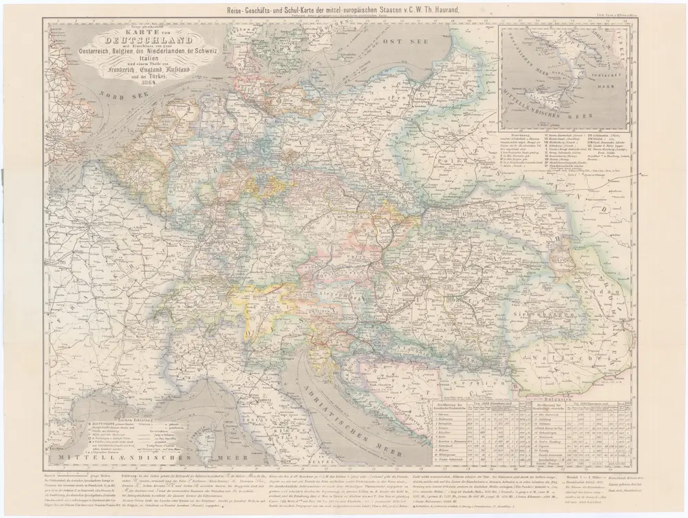 Geogr.-physik.-statist. Karte von Deutschland mit Einschluss von ganz Oesterreich, Belgien, den Niederlanden, der Schweiz, Italien und einem Theile von Frankreich, England, Russland und der Türkei