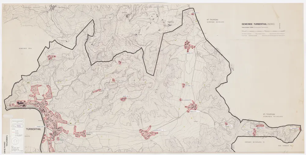 Turbenthal: Definition der Siedlungen für die eidgenössische Volkszählung am 01.12.1970; Siedlungskarte: Teilkarte 1: Nördlicher Teil