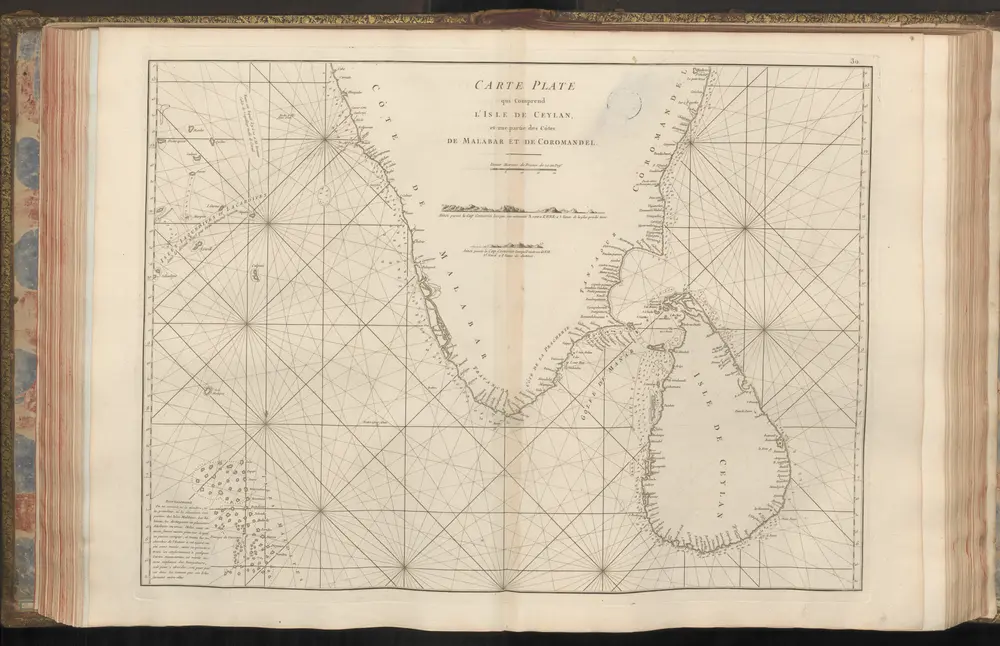 Carte Plate qui Comprend l'Isle de Ceylan, et une partie des Côtes de Malabar et de Coromandel.