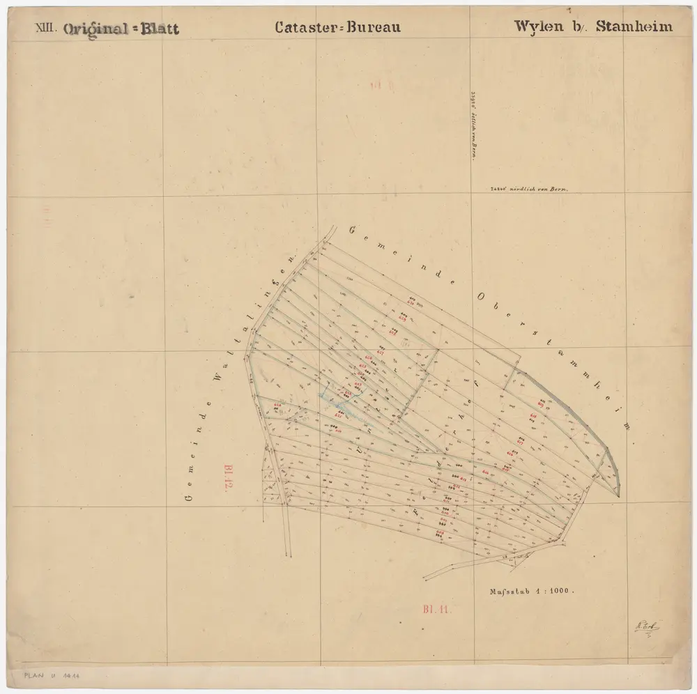 Oberstammheim: Wilen; Kataster-Originalpläne: Blatt XIII: Unter Felderhof; Situationsplan