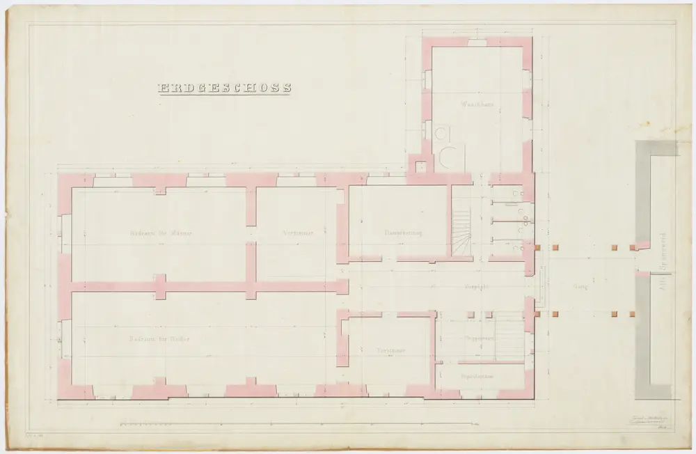 Unterstrass: Spanweid, projektiertes Badehaus, Erdgeschoss; Grundriss