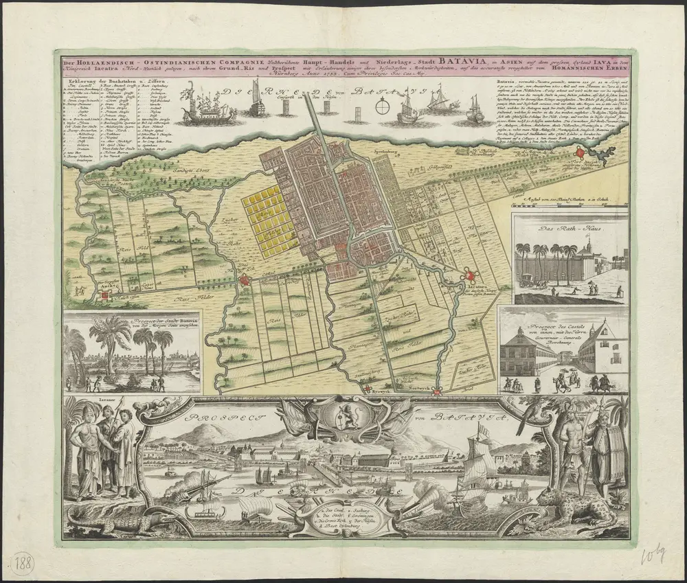 Der Hollaendisch-Ostindianischen Compagnie Weltberühmte Haupt-Handels und Niederlags-Stadt Batavia, in Asien auf dem grossen Eyland Java in dem Königreich Jacatra nord-westlich gelegen