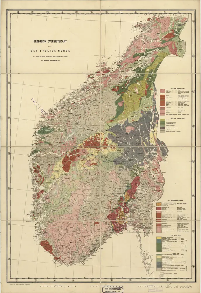 Geologiske kart 11a: Geologisk oversigtskart over Det Sydlige Norge