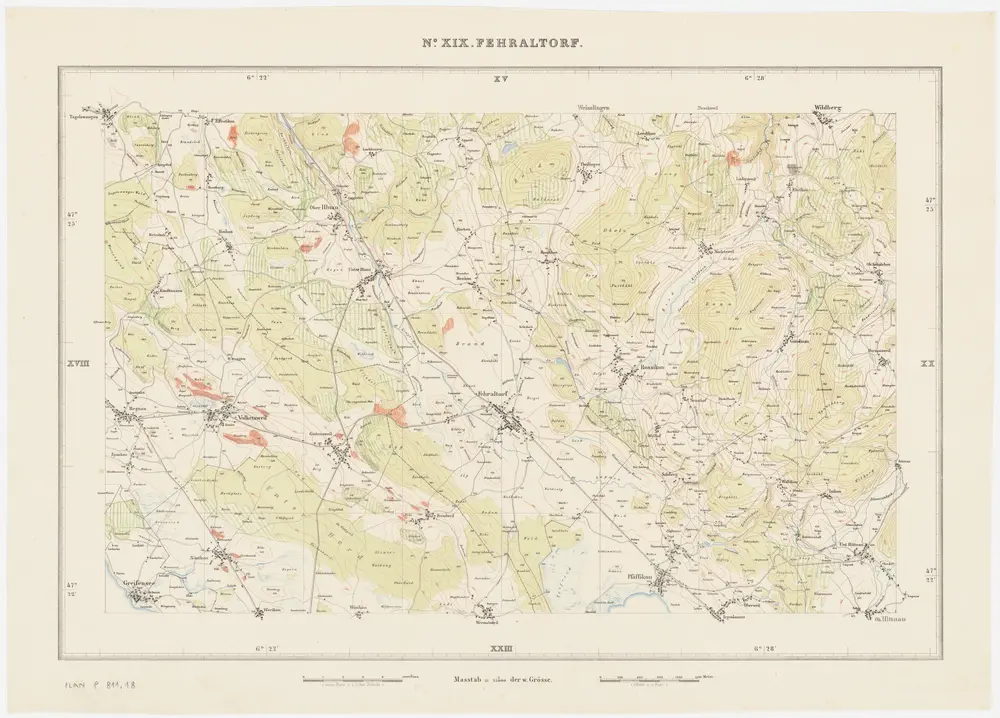 Kanton Zürich: Waldungen, Rebberge und Rodungen um die Mitte des 17. Jahrhunderts: Blatt XIX: Fehraltorf