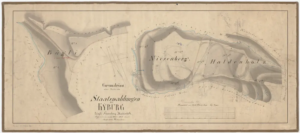 Kyburg, Töss, Illnau-Effretikon (damals Illnau), Schlatt: Staatswaldung: Töss: Bügli, Niesenberg, Haldenholz; Grundrisse