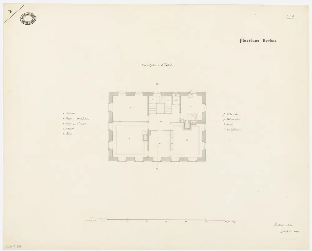 Rorbas: Pfarrhaus, 2. Stock; Grundriss (Nr. 5)