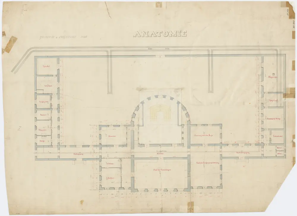 Fluntern: Kantonsspital, Anatomie, Erdgeschoss; Grundriss