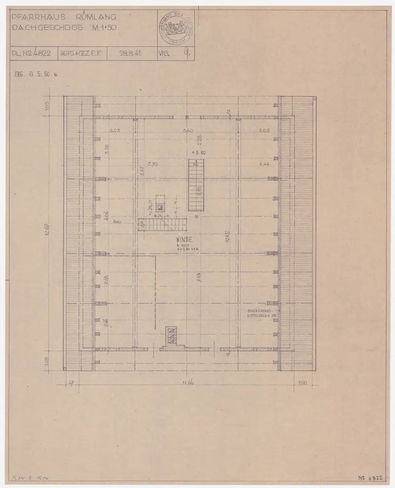 Rümlang: Pfarrhaus, Dachgeschoss; Grundriss